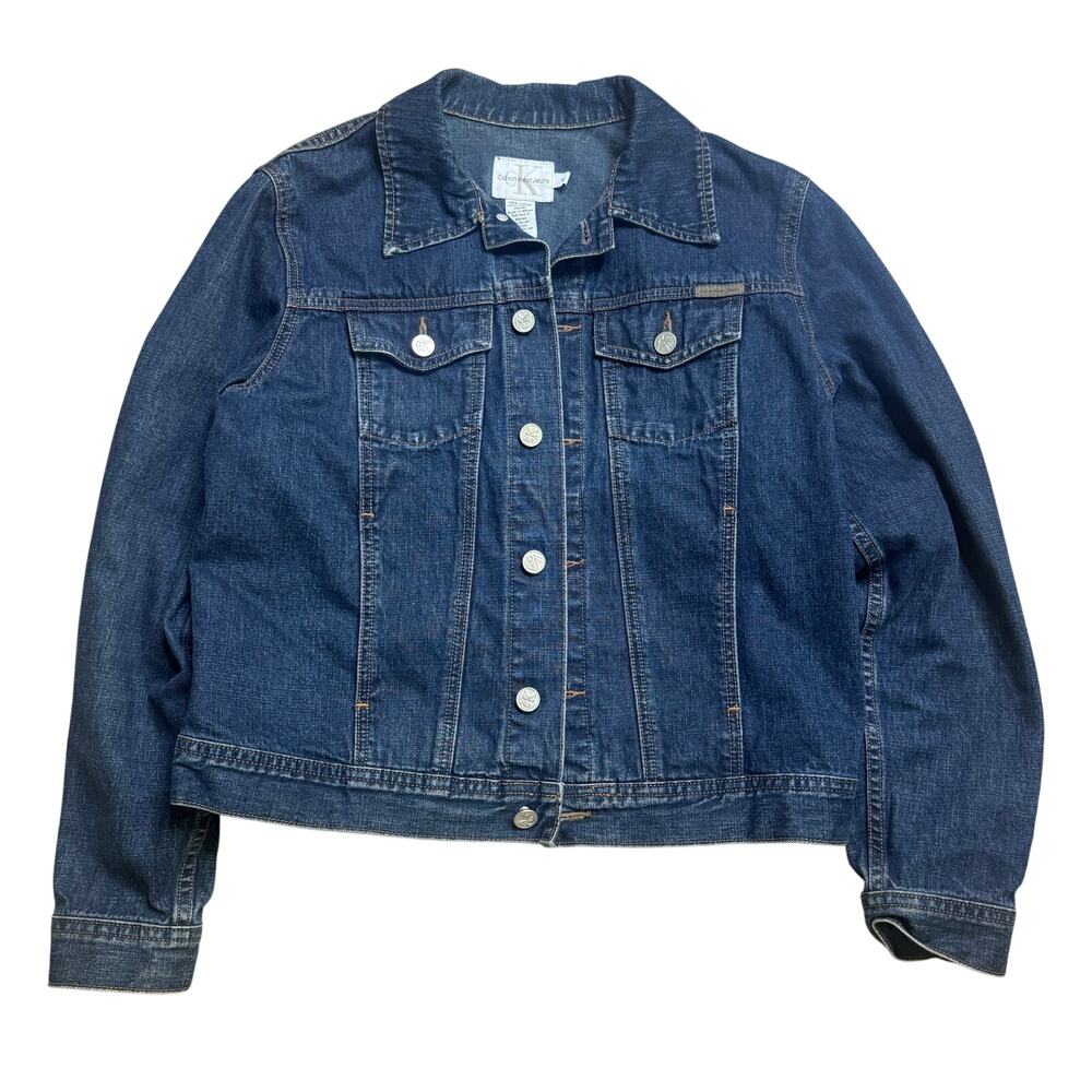 CALVIN KLEIN JEAN DENIM TRUCKER JACKET WOMEN M MEDIUM 90s Y2K button used